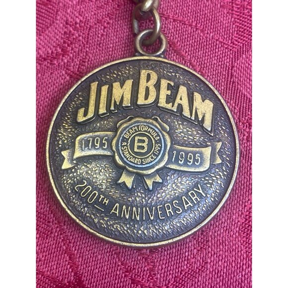 Vintage Jim Beam 200th Anniversary Keychain Fob Key Ring Brass - Picture 3 of 5